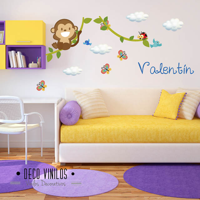 vinilo decorativo monito con nombre