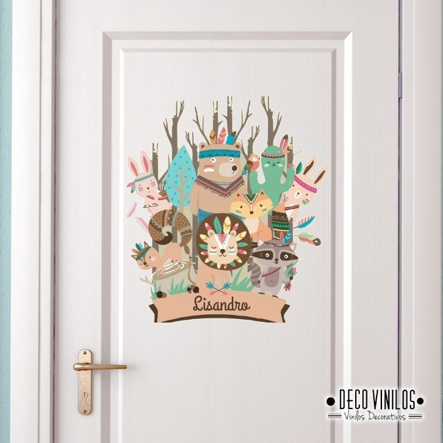 👉Decorá la puerta del cuarto de los chicos con este fantástico vinilo decorativo de animalitos con nombre